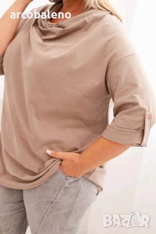 Дамска блуза Plus Size, свободна кройка, 14цвята, снимка 5 - Блузи с дълъг ръкав и пуловери - 52951310