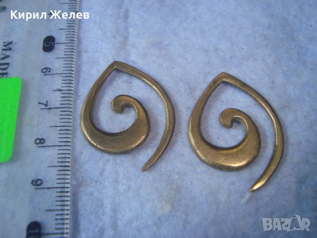 ДВЕ ДЕБЕЛО ПОЗЛАТЕНИ СТАРИ МЕДНИ АРТ ВИСУЛКИ УКРАШЕНИЯ 29365, снимка 2 - Други - 37743893