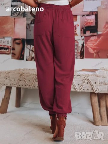 Дамски ежедневни панталони с шнурове с джоб, 5цвята, снимка 17 - Панталони - 40759609