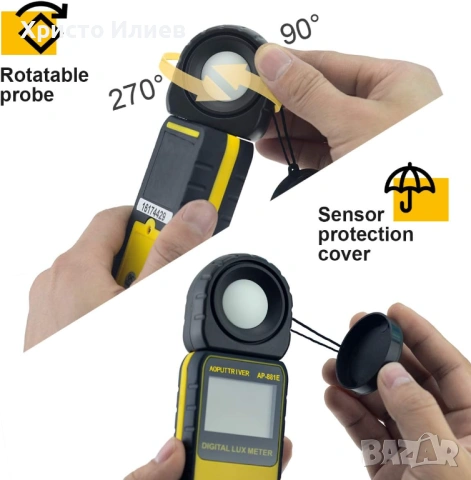 Дигитален светломер за осветеност луксметър сензор с температура, снимка 4 - Друга електроника - 53333515