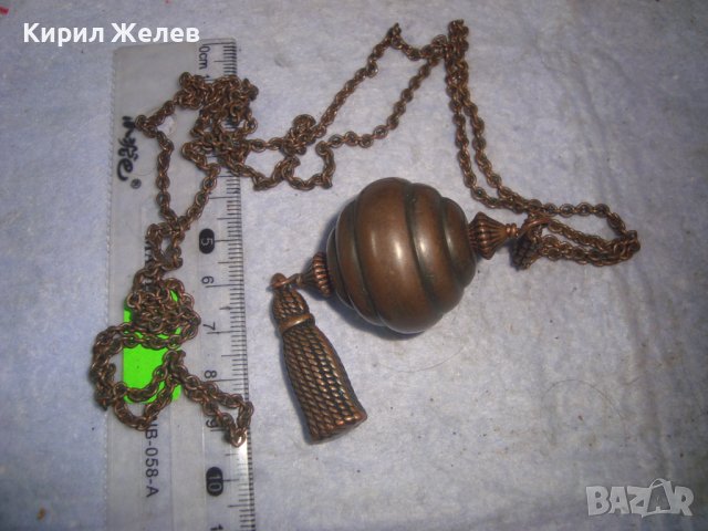 СТАРА ВИНТИДЖ АРТ ДЕКО МЕДНА МНОГО КРАСИВА ЕФЕКТНА ОГЪРЛИЦА КОЛИЕ МЕДАЛЬОН 27896, снимка 6 - Колиета, медальони, синджири - 37128313