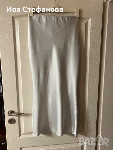 🌸Нова дълга течно злато елегантна пола тип русалка сатен сатенена, снимка 4 - Поли - 49884657