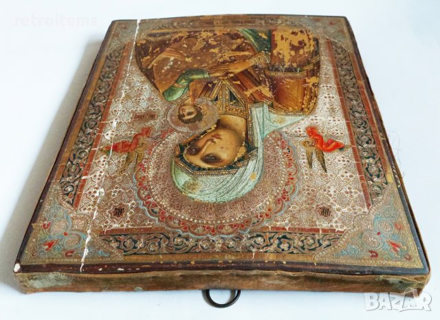 19 Век! Руска Икона на Света Богородица Страстна, снимка 10 - Антикварни и старинни предмети - 39711222