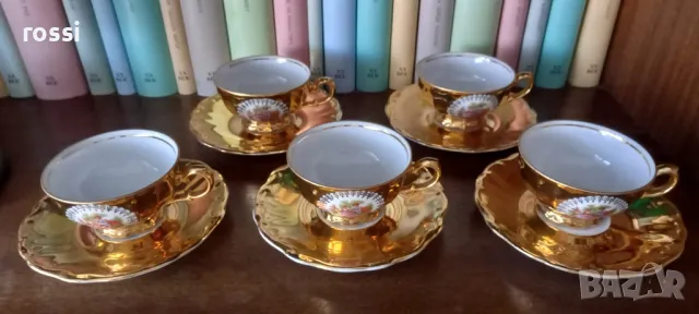 Vintag. Старинен(нов) позлата 24 кар. Немски сервиз за малко кафе, мока, еспресо., снимка 9 - Антикварни и старинни предмети - 48360252