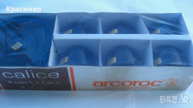 Френски комплект Arcoroc CALICE от 6 бр.чаши и чинийки, снимка 2 - Чаши - 44068267