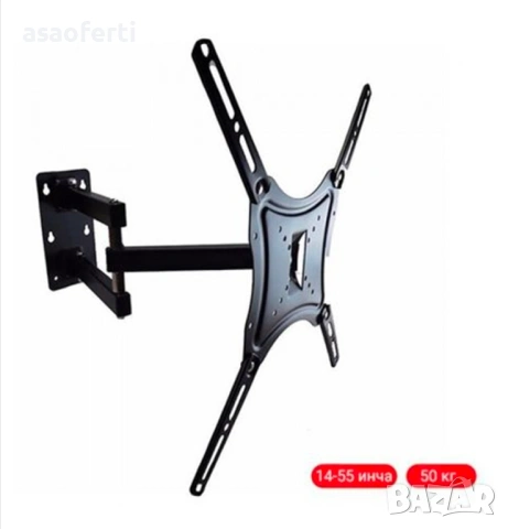 ​📺 Универсална Стойка за Стена за Телевизор (14-55 инча) – Накланяща се и въртяща се, снимка 7 - Телевизори - 53105289