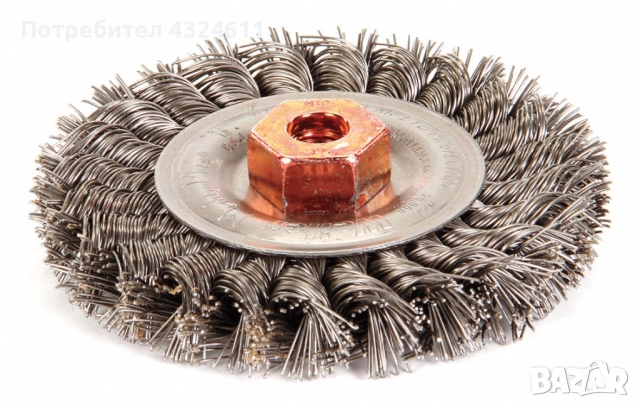 Телена четка тип диск, WEILER 13115 с усукана въглеродна тел, M10, 100 мм за ъглошлайф