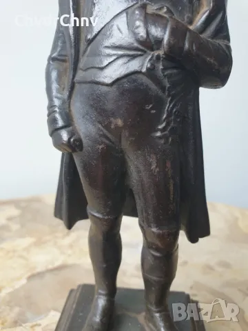 Малка много стара френска чугунена фигура на Наполеон/метална желязна статуетка 19см-1кг, снимка 6 - Антикварни и старинни предмети - 50246429