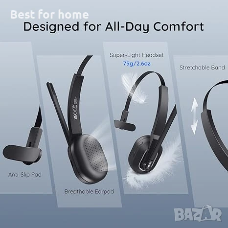 Bluetooth безжични слушалки с микрофон и стойка за бързо зареждане EKSA, снимка 3 - Bluetooth слушалки - 50808028