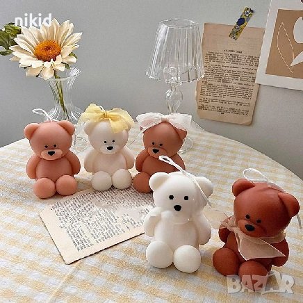 3D седящо мече силиконов молд форма фондан шоколад гипс смола свещ сапун, снимка 4 - Форми - 37539782