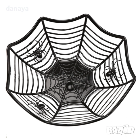 6154 Декоративен панер паяжина Хелоуин панер за бонбони сладки плодове, 28 см, снимка 5 - Декорация за дома - 51831620