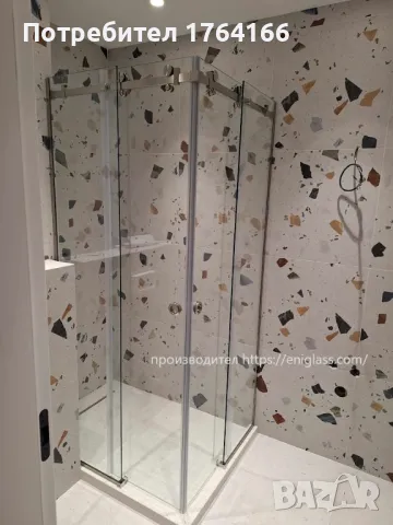 Стъклена стена за стационарна душ кабина тип хармоника, снимка 3 - Душ кабини и вани - 47691555