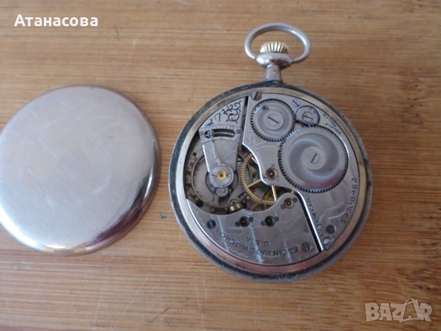 Американски джобен часовник ELGIN U.S.A. 17 камъка 1920 г, снимка 6 - Антикварни и старинни предмети - 43135873