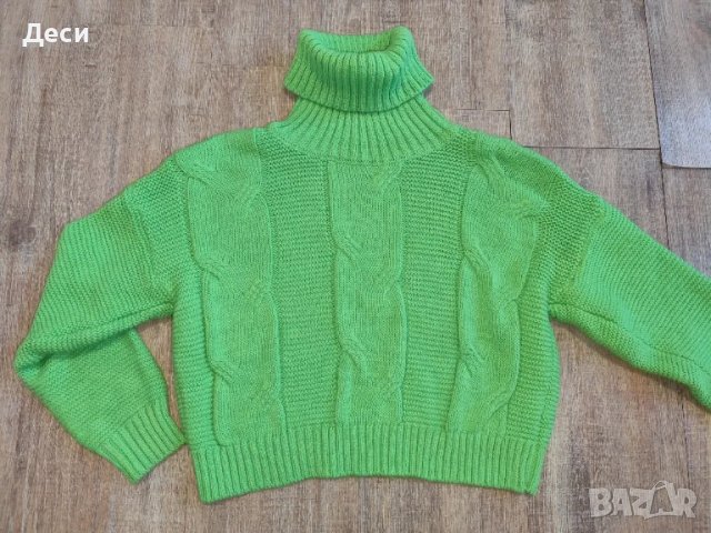 зелено късо пуловерче , снимка 4 - Блузи с дълъг ръкав и пуловери - 48656359