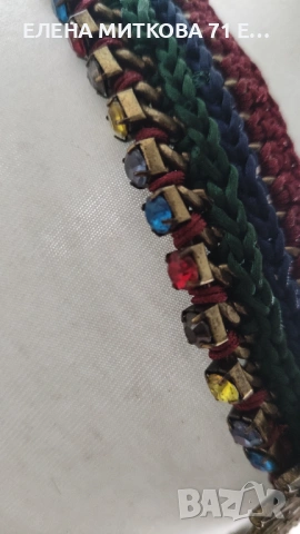 Масивно колие на ZARA с цветни кристали и ръчно изплетена яка върху метална основа, снимка 12 - Колиета, медальони, синджири - 53419537