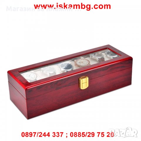 Дървена кутия за часовници - лукс с 6 отделения - 2170, снимка 6 - Други - 26791284