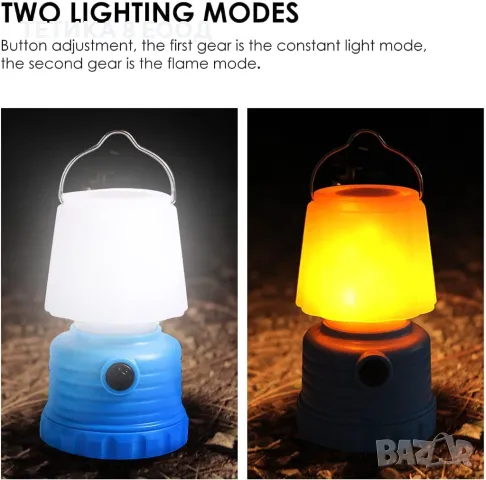 Детски къмпинг лампи, 2 броя, фенери, 600 Lm, 2 режима, снимка 4 - Други - 49282950