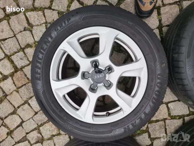 4бр ОРИГИНАЛНИ НЕМСКИ ЛЕТИ Audi джанти 5Х112, 16" с гуми GOODYEAR EFFICIENT GRIP 225/55/16, снимка 4 - Гуми и джанти - 48346934