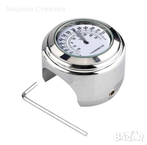 Моточасовник термометър часовник за мотор колело кормило алуминиев светещ универсален, снимка 8 - Аксесоари и консумативи - 41836773