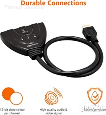 3-портов HDMI превключвател с кабел с пигтейл поддържа Full HD 4K@30Hz видео, 3 в 1 изход, снимка 2 - Друга електроника - 40823786