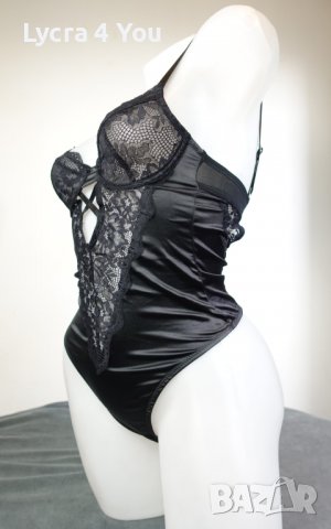 Asos Design 75B черно еластично сатенено боди с дантела. , снимка 9 - Бельо - 39146214