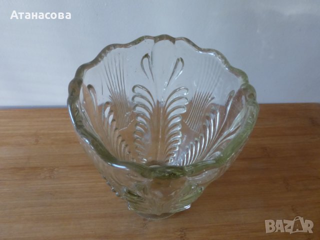 Ретро стъклена ваза 1950 г, снимка 3 - Вази - 43945085