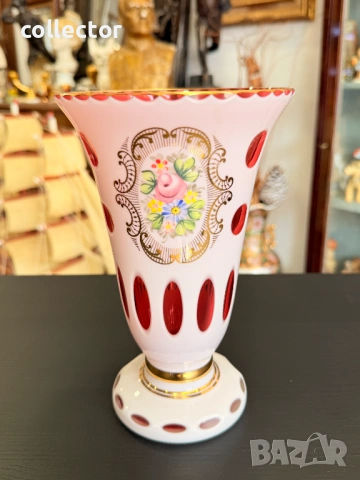 Чешка - Бохемска ваза / Бохемия. №7879, снимка 2 - Антикварни и старинни предмети - 53497213