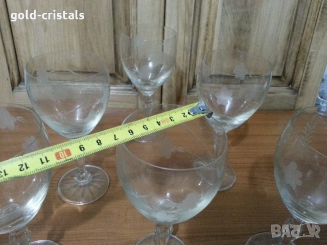  Ретро стъклени чаши гравирани , снимка 5 - Антикварни и старинни предмети - 34718976