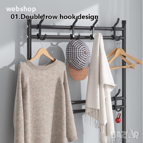 МУЛТИФУНКЦИОНАЛНА ЕТАЖЕРКА СЪС ЗАКАЧАЛКИ И РАФТОВЕ ЗА ОБУВКИ, снимка 5 - Етажерки - 36440519