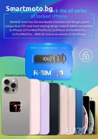R-SIM 19 rsim Отключва UNLOCK Apple iPhone айфон 8 до 15 рсим р-сим