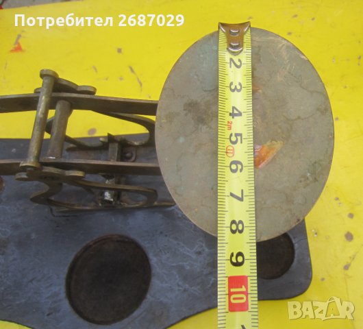 Рядка везна антика -месинг бронз дърво метал с инициали NB, снимка 6 - Антикварни и старинни предмети - 29067096