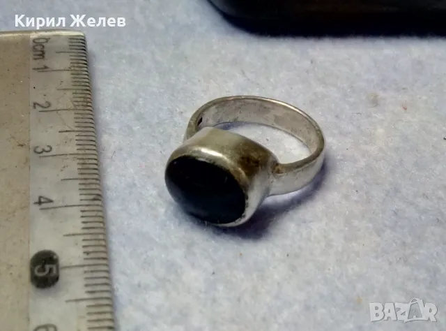 СТИЛЕН РЕТРО АРТ СРЕБЪРЕН ПРЪСТЕН СРЕБРО 925 с ШЛИФОВАН ЧЕРЕН ОНИКС РЪЧНА ИЗРАБОТКА 10089, снимка 3 - Пръстени - 49916921