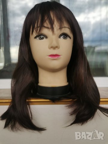 Нова средна дължина тъмно кестенява перука с бретон - 45 см - мод.94, снимка 2 - Аксесоари за коса - 23020615