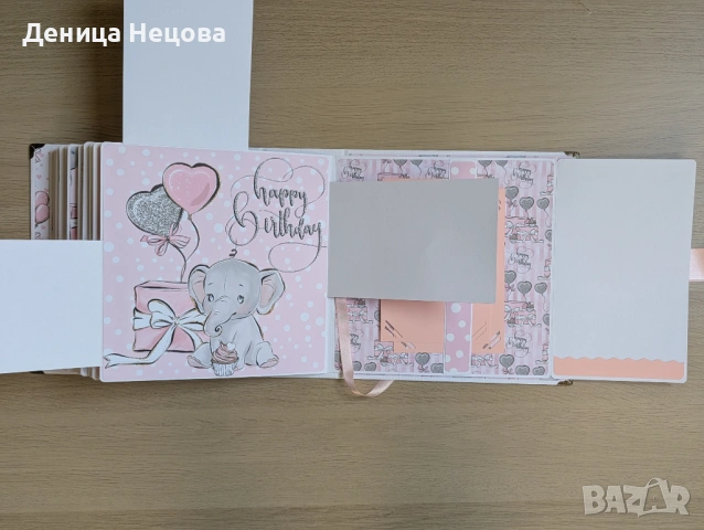 Бебешки ръчно изработен албум за снимки, подарък за бебе, погача, рожден ден, снимка 6 - Други - 53425630