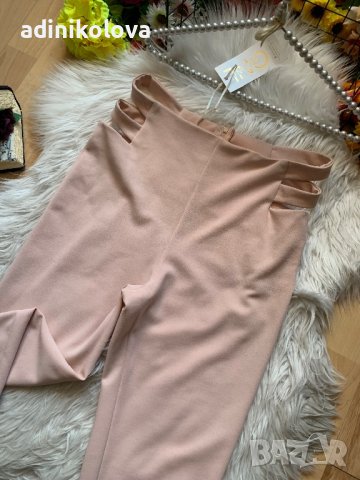 Нов розов панталон с изрязана талия , снимка 2 - Панталони - 43271816