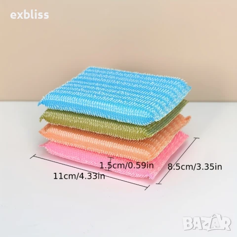 Абразивна гъба за почистване на съдове и упорити мазнини 4бр., снимка 2 - Други стоки за дома - 50761120