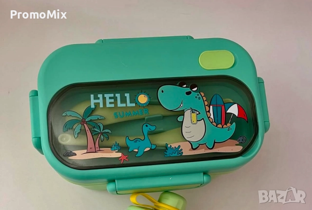 Детска кутия за храна Динозавър Комплект кутия за храна с прибори Кутия за училище , снимка 3 - Кутии за храна - 51451632