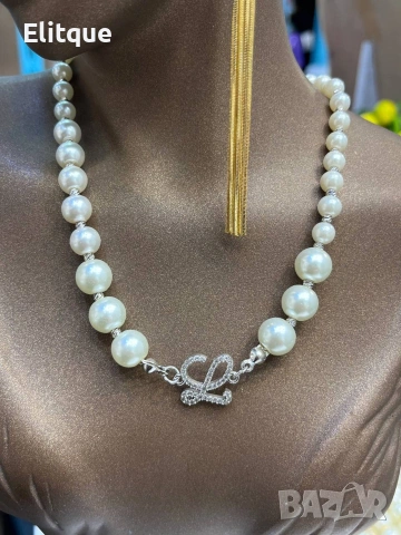 колие с перли и стоманена висулка ysl saint laurent Gucci chanel prada, снимка 7 - Колиета, медальони, синджири - 53359740