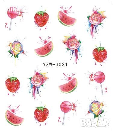 YZW-3031 близалка диня роза слайдер ваденки водни стикери за нокти маникюр, снимка 2 - Продукти за маникюр - 33590794