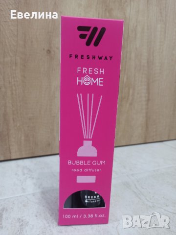 Freshway дифузер парфюм ароматизатор за стая дома с пръчици пръчки клечки 100 мл Bubble gum (Дъвка), снимка 1 - Други - 37849274