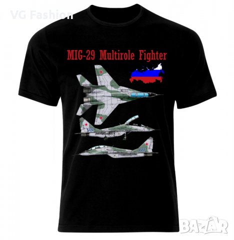 Мъжка Тениска MIG 29 Air Fighter Aircraft Jet Flugzeug Blueprint USSR Russia, снимка 2 - Тениски - 28312045