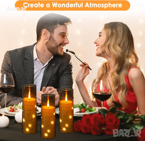 Szycdkj 5 бр. Безпламъчни LED свещи, работещи с батерии, с дистанционно управление, за декор, сиво, снимка 7 - Декорация за дома - 44866060