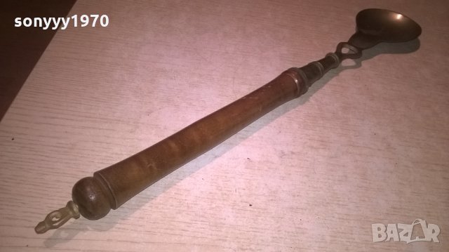 ГОЛЯМА РЕТРО ЛЪЖИЦА-МЕД/МЕСИНГ/ДЪРВО-ВНОС ФРАНЦИЯ, снимка 12 - Колекции - 27110999