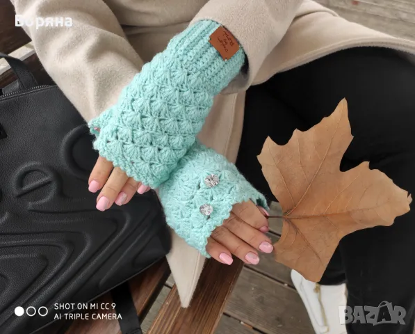 Handmade дамски ръкавици без пръсти с лого, снимка 9 - Ръкавици - 49680236