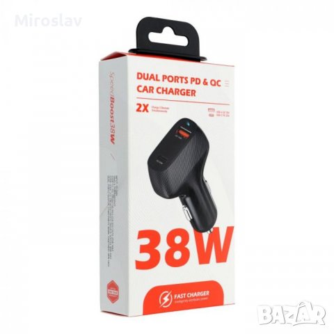 Зарядно за кола, Car charger QWE CARBON Type C3.0 PD20W + USB QC3.018W 3A Total 38W, снимка 7 - Зарядни за кола - 38979659