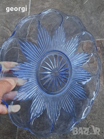 стъклен поднос за торта цветно синьо стъкло   26/3, снимка 4 - Аксесоари за кухня - 50758978
