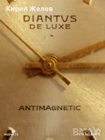 Стар механичен часовник мъжки DIANTVS DE LUXE ANTI-MAGNETIC SWISS MADE работи 51558, снимка 5 - Антикварни и старинни предмети - 52350336