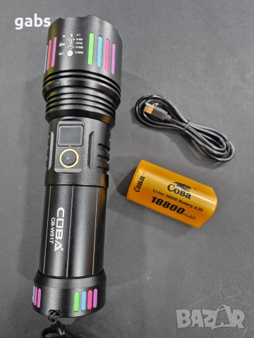Супер силен LED фенер COBA CB-W517 ,2000м, снимка 3 - Екипировка - 52952901