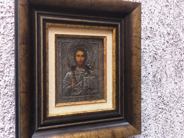 Руска икона Сребърна руска икона от края на 19-ти век., снимка 2 - Икони - 28234776