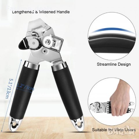 Комплект тирбушон и мултифункционална 3 в 1 отварачка за консерви буркани от неръждаема стомана, снимка 3 - Други - 33671387